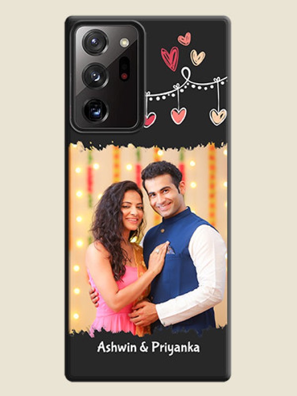 Custom Pink Love Hangings with Name on Space Black Custom Soft Matte Phone Cases - Galaxy Note 20 Ultra