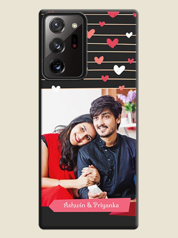 Custom Love Pattern with Name on Pink Ribbon  - Photo on Space Black Soft Matte Back Cover - Galaxy Note 20 Ultra