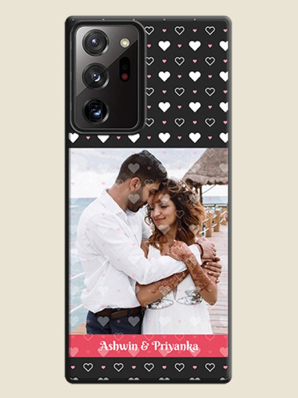 Custom White Color Love Symbols with Text Design - Photo on Space Black Soft Matte Phone Cover - Galaxy Note 20 Ultra