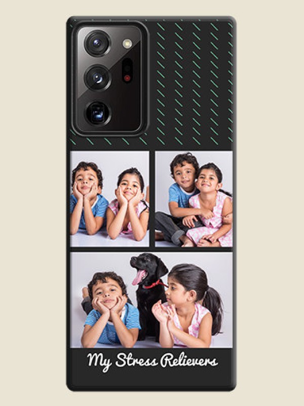 Custom Cross Dotted Pattern with 2 Image Holder  on Personalised Space Black Soft Matte Cases - Galaxy Note 20 Ultra