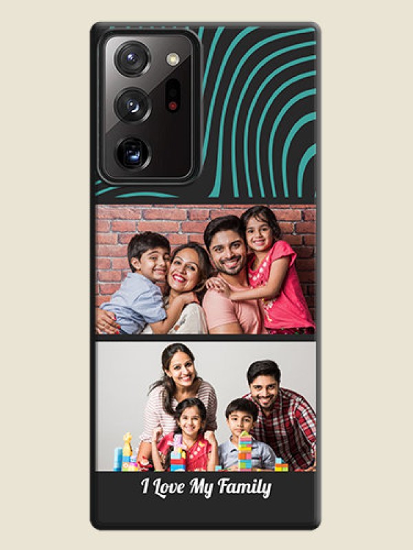 Custom Wave Pattern with 2 Image Holder on Space Black Personalized Soft Matte Phone Covers - Galaxy Note 20 Ultra