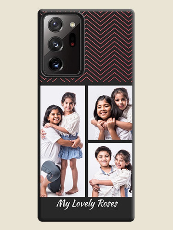 Custom Wave Pattern with 3 Image Holder on Space Black Custom Soft Matte Back Cover - Galaxy Note 20 Ultra