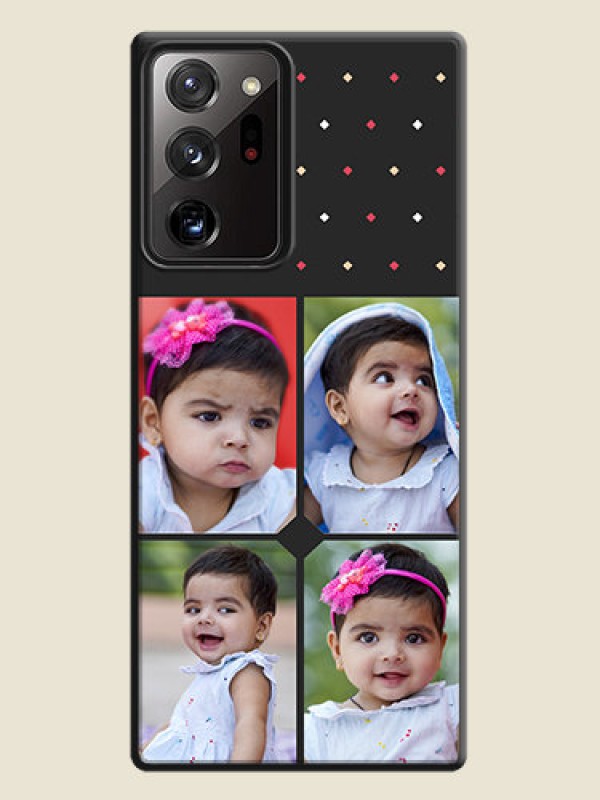 Custom Multicolor Dotted Pattern with 4 Image Holder on Space Black Custom Soft Matte Phone Cases - Galaxy Note 20 Ultra