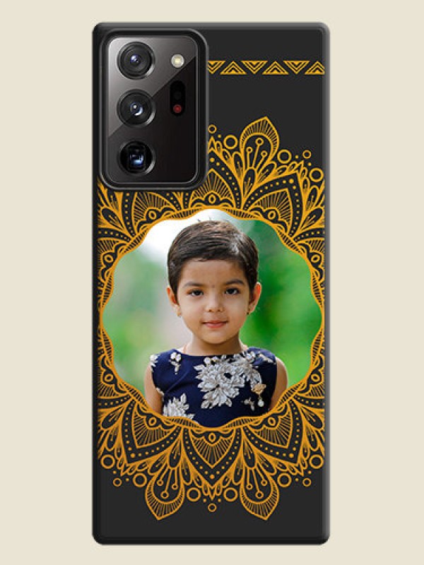 Custom Round Image with Floral Design - Photo on Space Black Soft Matte Mobile Cover - Galaxy Note 20 Ultra
