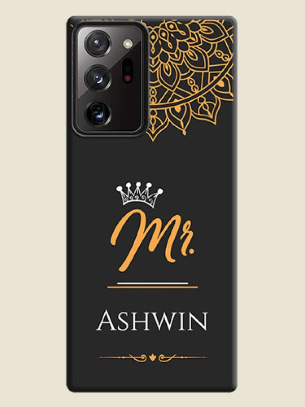 Custom Mr Name with Floral Design  on Personalised Space Black Soft Matte Cases - Galaxy Note 20 Ultra