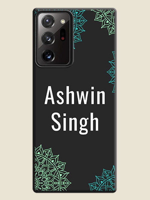 Custom Your Name with Floral Design on Space Black Custom Soft Matte Back Cover - Galaxy Note 20 Ultra