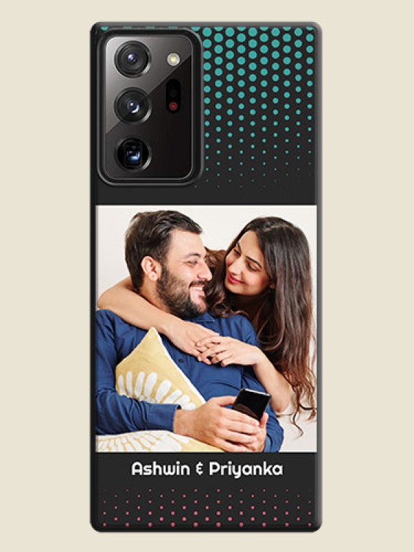 Custom Faded Dots with Grunge Photo Frame and Text on Space Black Custom Soft Matte Phone Cases - Galaxy Note 20 Ultra