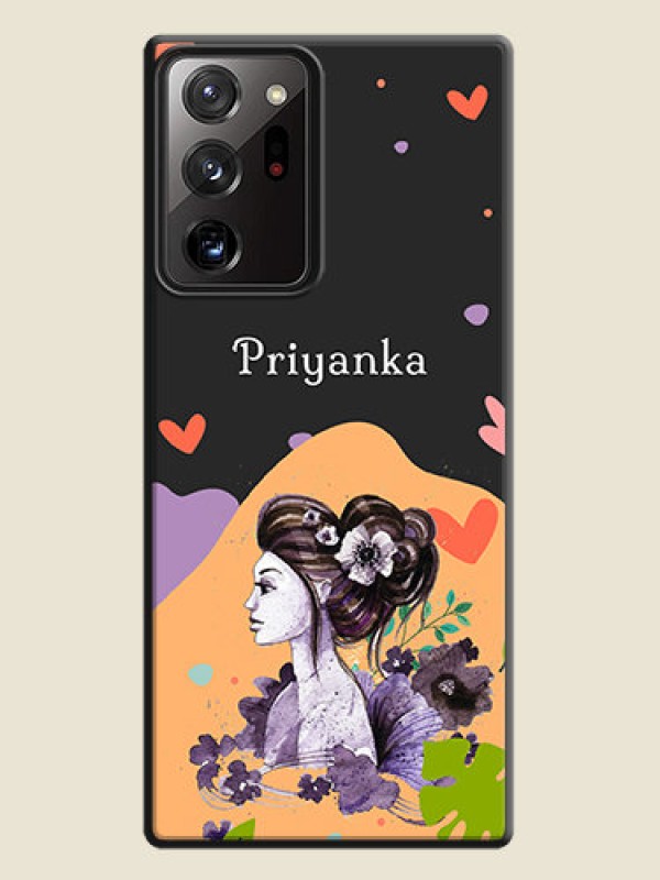 Custom Namecase For Her With Fancy Lady Image On Space Black Personalized Soft Matte Phone Covers -Samsung Galaxy Note 20 Ultra