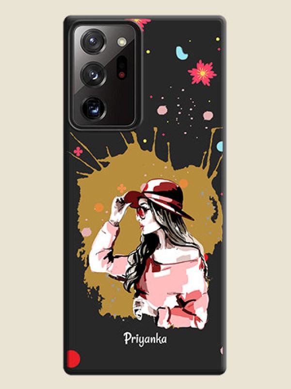 Custom Mordern Lady With Color Splash Background With Custom Text On Space Black Personalized Soft Matte Phone Covers -Samsung Galaxy Note 20 Ultra