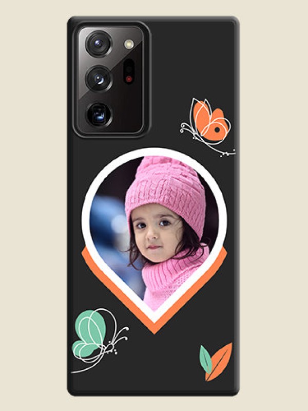 Custom Upload Pic With Simple Butterly Design On Space Black Personalized Soft Matte Phone Covers -Samsung Galaxy Note 20 Ultra