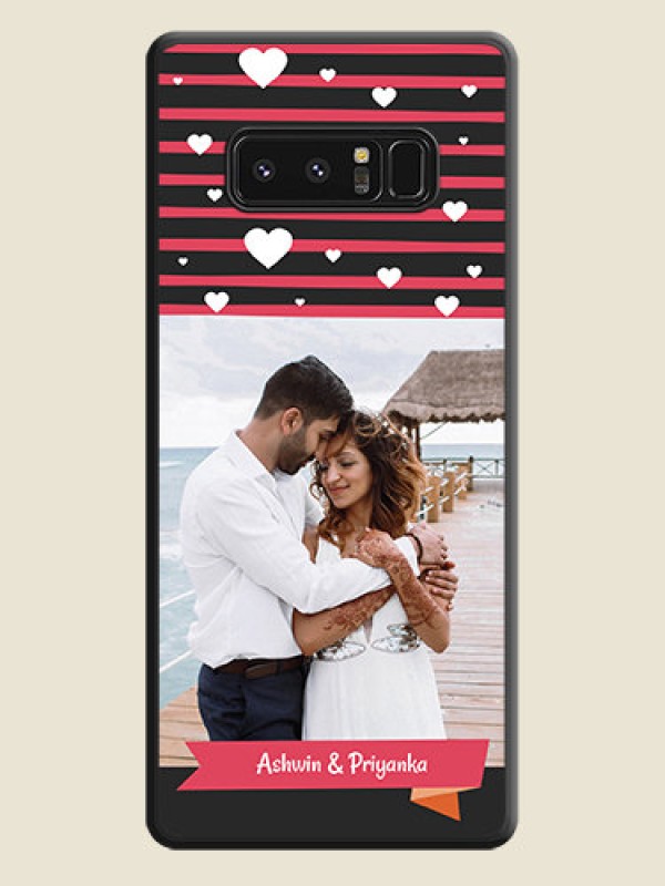 Custom White Color Love Symbols with Pink Lines Pattern on Space Black Custom Soft Matte Phone Cases - Galaxy Note 8