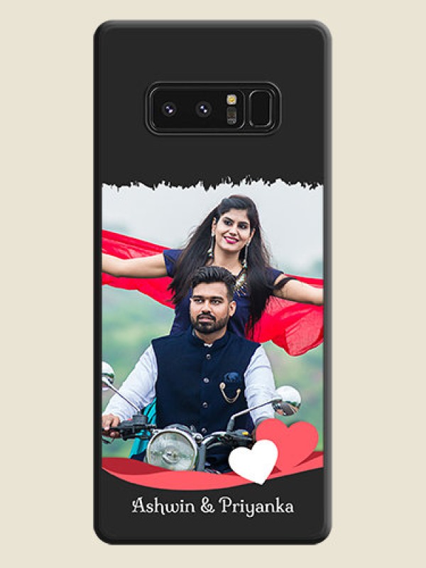 Custom Pin Color Love Shaped Ribbon Design with Text on Space Black Custom Soft Matte Phone Back Cover - Galaxy Note 8