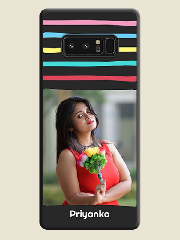 Custom Multicolor Lines with Image on Space Black Personalized Soft Matte Phone Covers - Galaxy Note 8