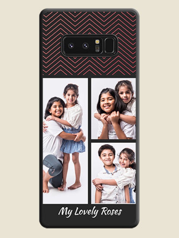 Custom Wave Pattern with 3 Image Holder on Space Black Custom Soft Matte Back Cover - Galaxy Note 8