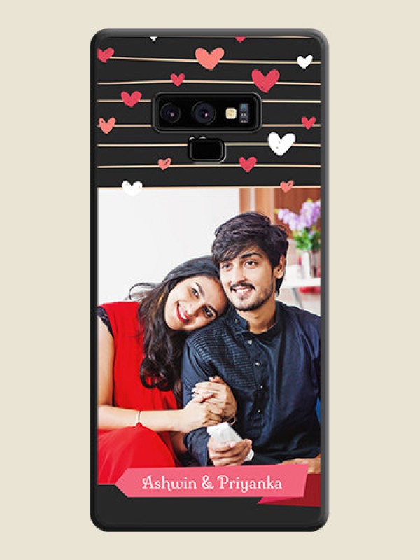 Custom Love Pattern with Name on Pink Ribbon  on Photo on Space Black Soft Matte Back Cover - Galaxy Note 9