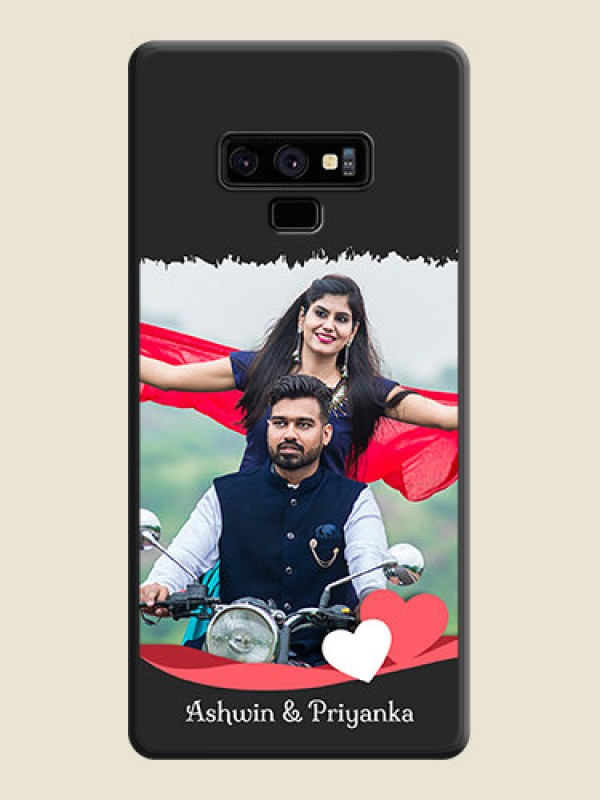 Custom Pin Color Love Shaped Ribbon Design with Text on Space Black Custom Soft Matte Phone Back Cover - Galaxy Note 9
