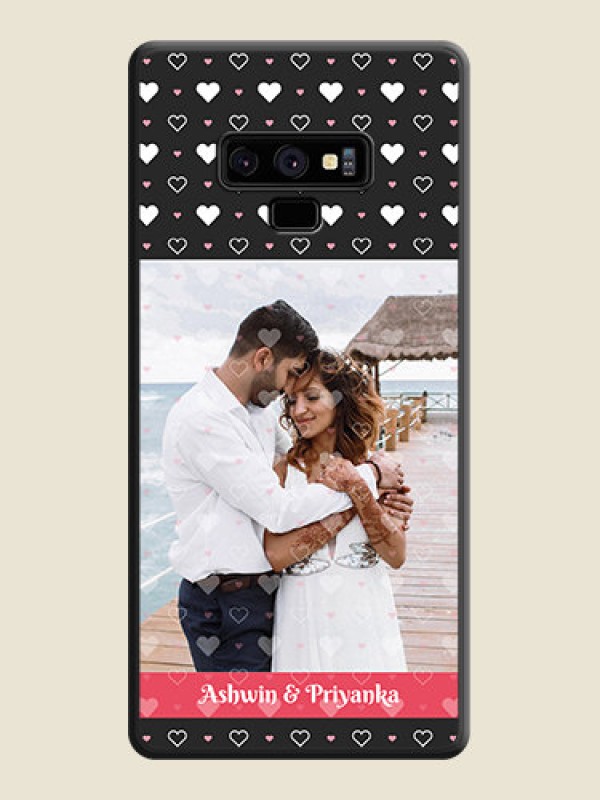 Custom White Color Love Symbols with Text Design on Photo on Space Black Soft Matte Phone Cover - Galaxy Note 9