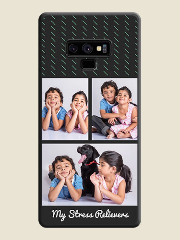 Custom Cross Dotted Pattern with 2 Image Holder  on Personalised Space Black Soft Matte Cases - Galaxy Note 9