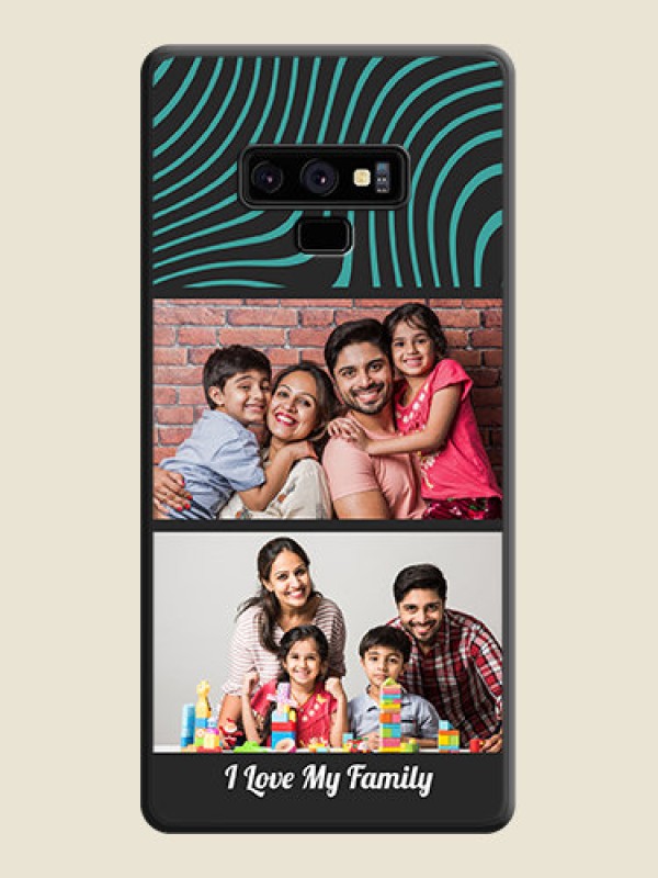 Custom Wave Pattern with 2 Image Holder on Space Black Personalized Soft Matte Phone Covers - Galaxy Note 9