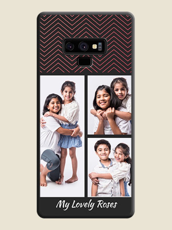 Custom Wave Pattern with 3 Image Holder on Space Black Custom Soft Matte Back Cover - Galaxy Note 9