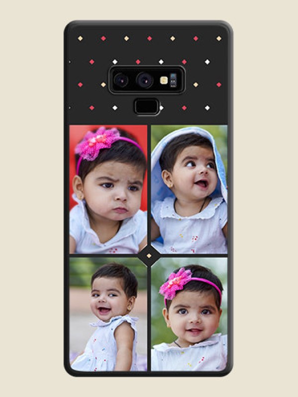 Custom Multicolor Dotted Pattern with 4 Image Holder on Space Black Custom Soft Matte Phone Cases - Galaxy Note 9
