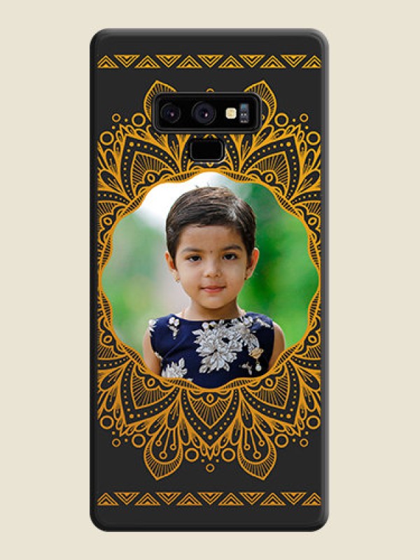 Custom Round Image with Floral Design on Photo on Space Black Soft Matte Mobile Cover - Galaxy Note 9
