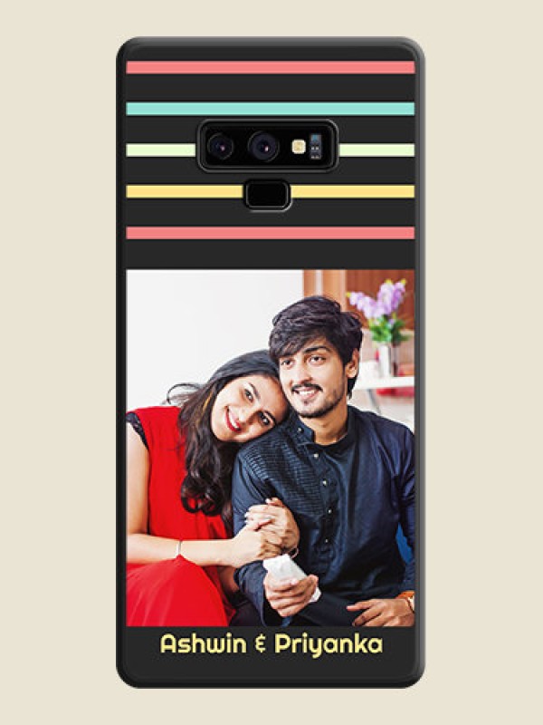 Custom Color Stripes with Photo and Text on Photo on Space Black Soft Matte Mobile Case - Galaxy Note 9