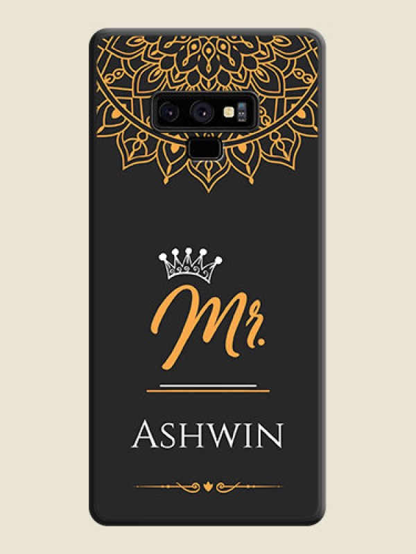 Custom Mr Name with Floral Design  on Personalised Space Black Soft Matte Cases - Galaxy Note 9