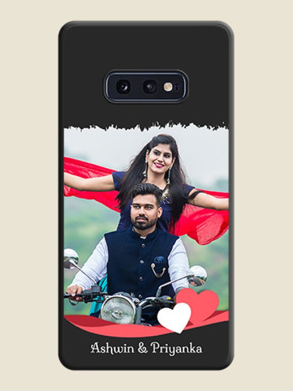 Custom Pin Color Love Shaped Ribbon Design with Text on Space Black Custom Soft Matte Phone Back Cover - Galaxy S10E