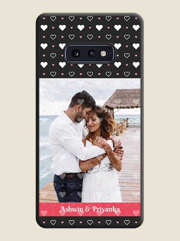 Custom White Color Love Symbols with Text Design on Photo on Space Black Soft Matte Phone Cover - Galaxy S10E