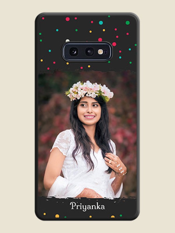 Custom Multicolor Dotted Pattern with Text on Space Black Custom Soft Matte Phone Back Cover - Galaxy S10E