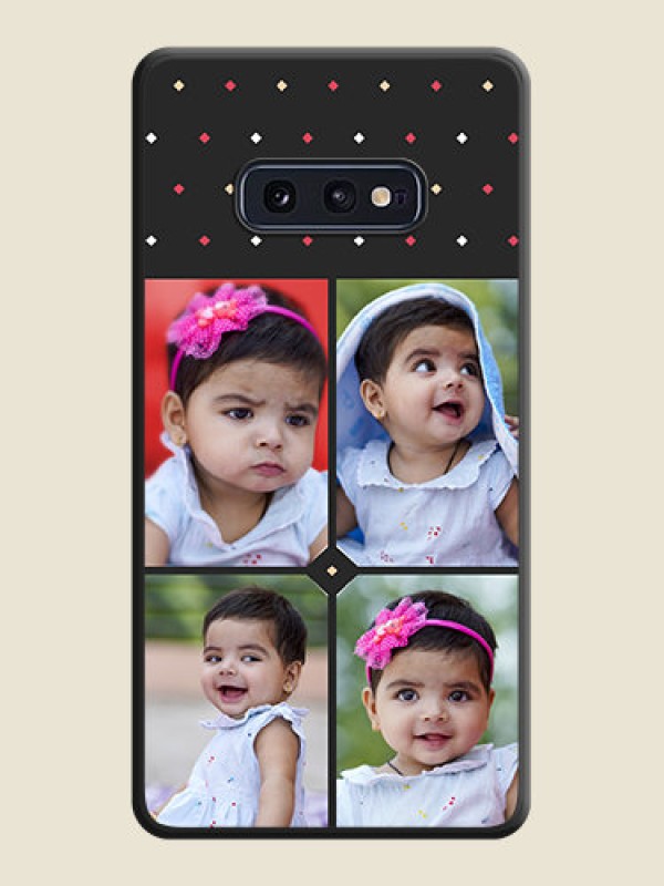 Custom Multicolor Dotted Pattern with 4 Image Holder on Space Black Custom Soft Matte Phone Cases - Galaxy S10E