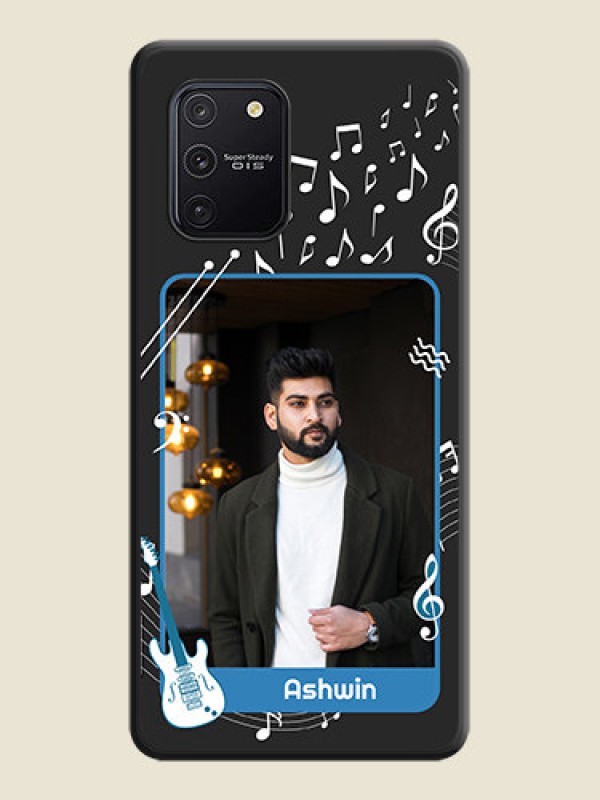 Custom Musical Theme Design with Text on Photo on Space Black Soft Matte Mobile Case - Galaxy S10 Lite