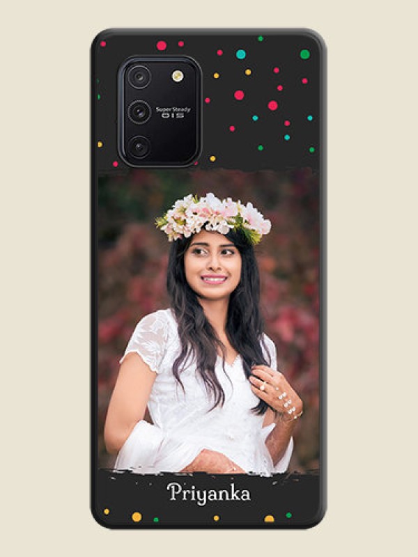Custom Multicolor Dotted Pattern with Text on Space Black Custom Soft Matte Phone Back Cover - Galaxy S10 Lite