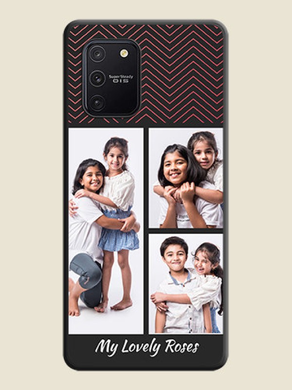 Custom Wave Pattern with 3 Image Holder on Space Black Custom Soft Matte Back Cover - Galaxy S10 Lite