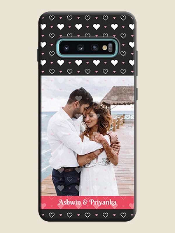 Custom White Color Love Symbols with Text Design - Photo on Space Black Soft Matte Phone Cover - Galaxy S10 Plus