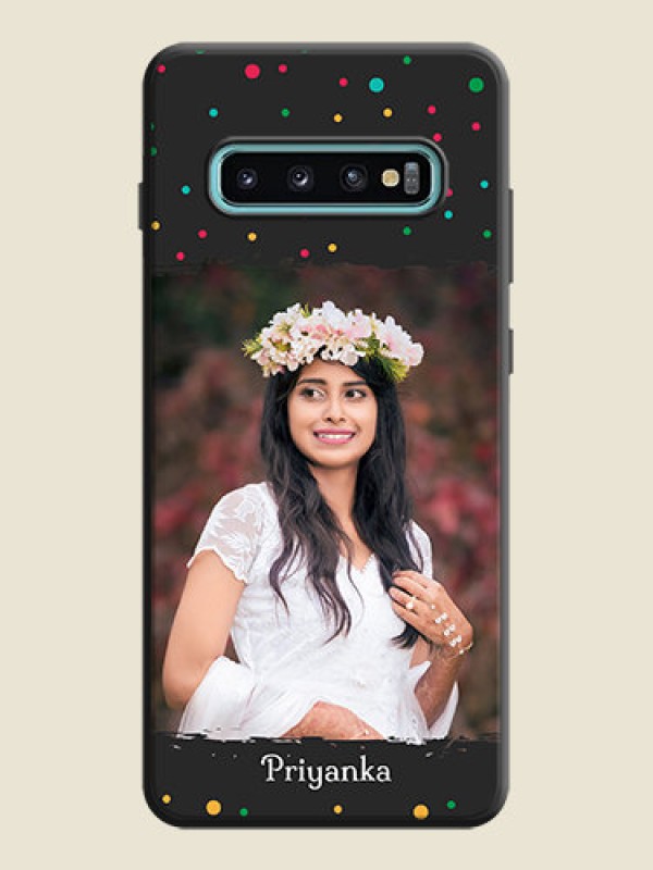 Custom Multicolor Dotted Pattern with Text on Space Black Custom Soft Matte Phone Back Cover - Galaxy S10 Plus