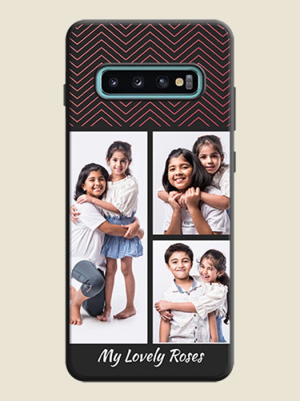 Custom Wave Pattern with 3 Image Holder on Space Black Custom Soft Matte Back Cover - Galaxy S10 Plus