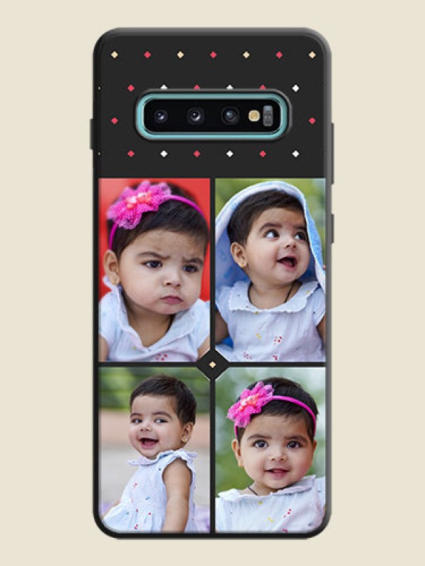 Custom Multicolor Dotted Pattern with 4 Image Holder on Space Black Custom Soft Matte Phone Cases - Galaxy S10 Plus