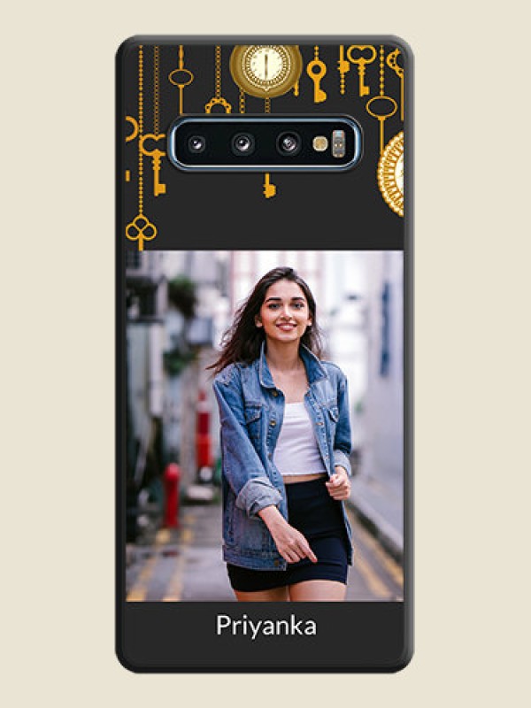 Custom Decorative Design with Text on Space Black Custom Soft Matte Back Cover - Galaxy S10