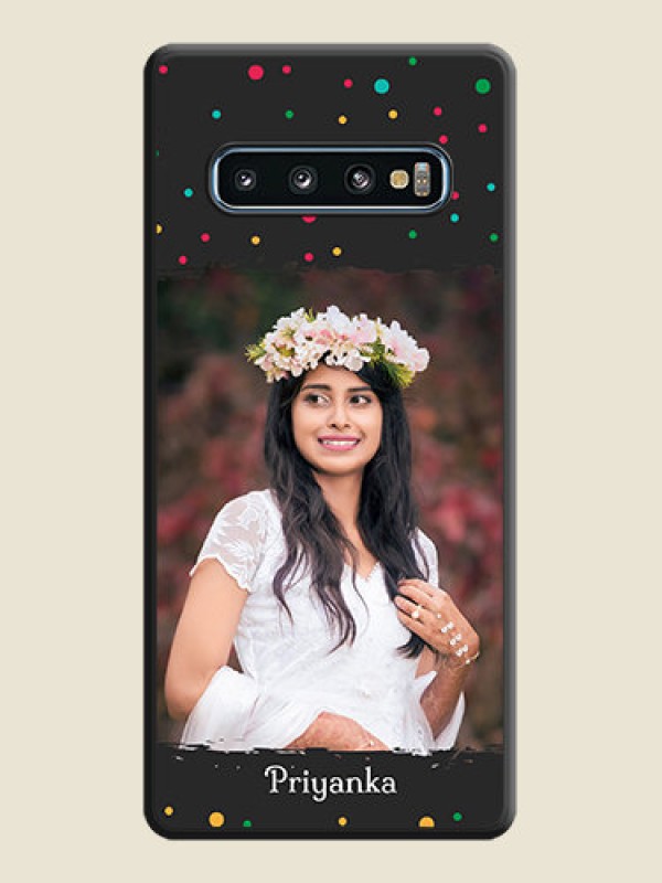 Custom Multicolor Dotted Pattern with Text on Space Black Custom Soft Matte Phone Back Cover - Galaxy S10