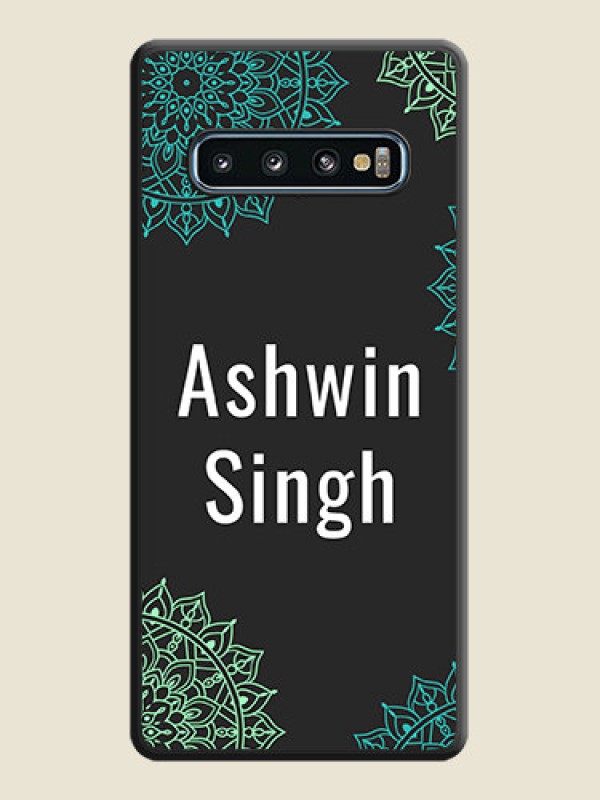 Custom Your Name with Floral Design on Space Black Custom Soft Matte Back Cover - Galaxy S10