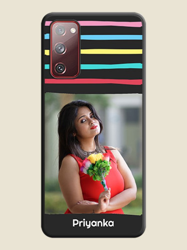 Custom Multicolor Lines with Image on Space Black Personalized Soft Matte Phone Covers - Galaxy S20 FE 5G