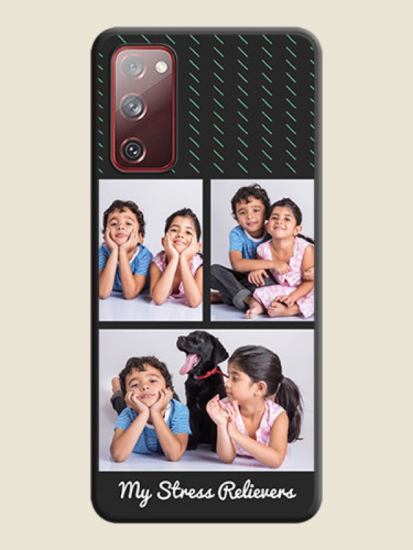 Custom Cross Dotted Pattern with 2 Image Holder  on Personalised Space Black Soft Matte Cases - Galaxy S20 FE 5G