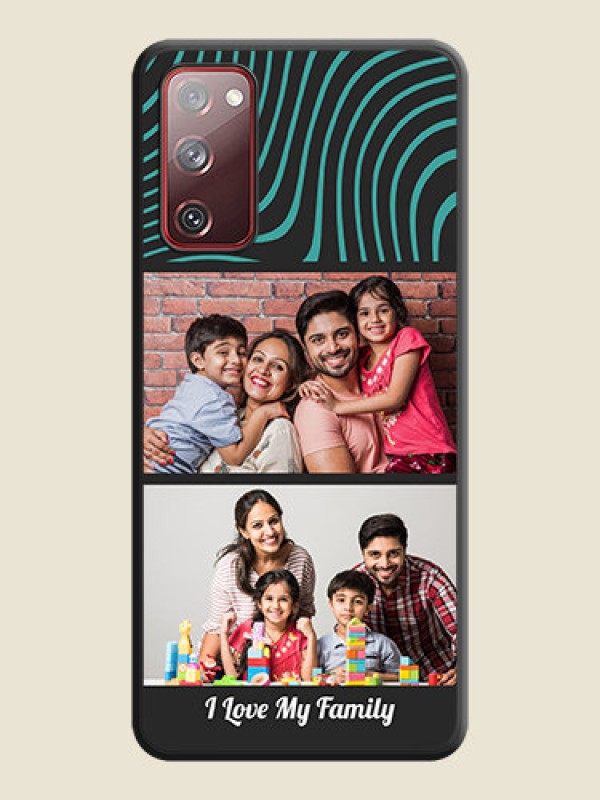Custom Wave Pattern with 2 Image Holder on Space Black Personalized Soft Matte Phone Covers - Galaxy S20 FE 5G