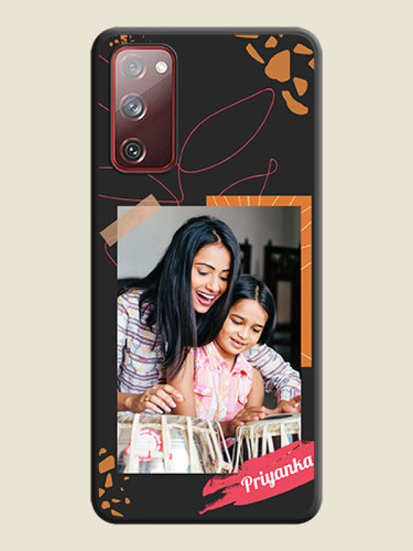 Custom Orange Photo Frame on Space Black Custom Soft Matte Phone Back Cover - Galaxy S20 FE 5G
