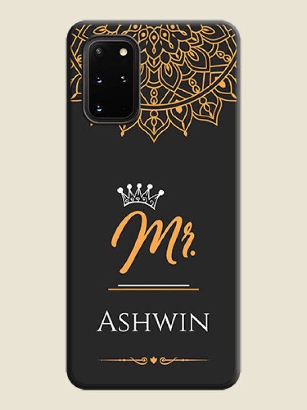 Custom Mr Name with Floral Design  on Personalised Space Black Soft Matte Cases - Galaxy S20 Plus
