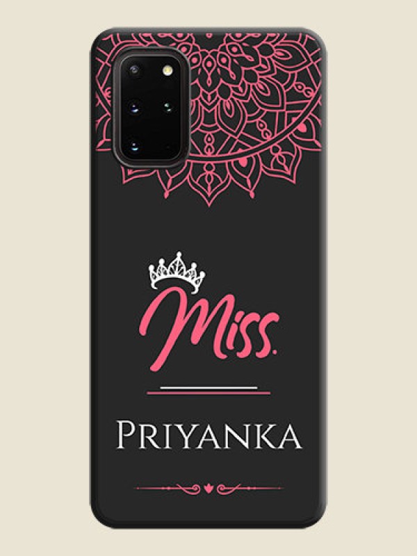 Custom Mrs Name with Floral Design on Space Black Personalized Soft Matte Phone Covers - Galaxy S20 Plus