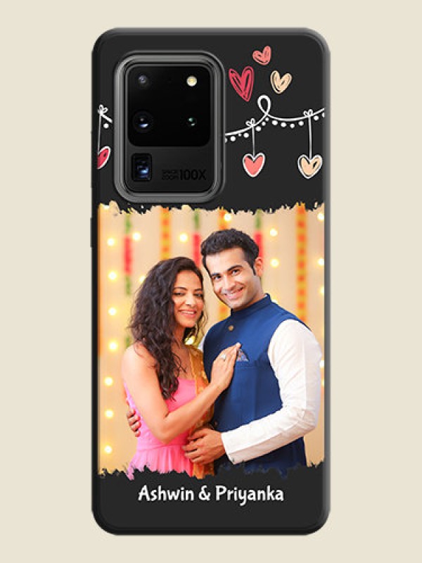 Custom Pink Love Hangings with Name on Space Black Custom Soft Matte Phone Cases - Galaxy S20 Ultra