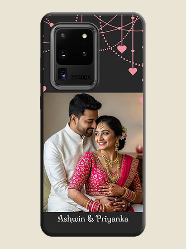 Custom Pink Love Hangings with Text on Space Black Custom Soft Matte Back Cover - Galaxy S20 Ultra